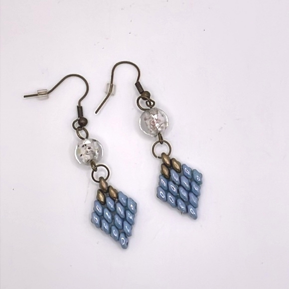 Hand Crafted Czech Glass Beaded Pierced Drop Earrings - Picture 1 of 5